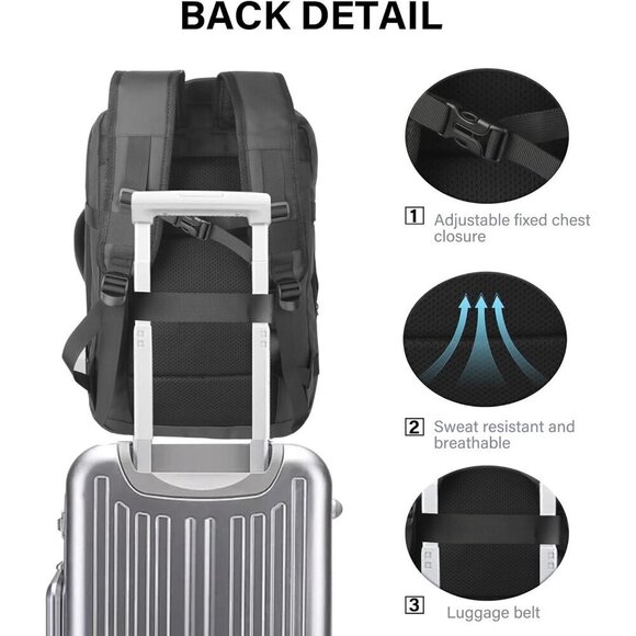 17.3inch Laptop Backpack USB Charging Port Rucksack for Men Women (Gray) - Picture 7 of 9